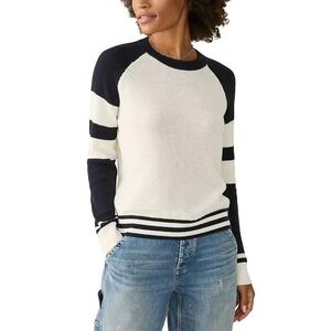 Faherty Women's Medium Throwback Waffle Crewneck Sweater Wrigley Organic Cotton